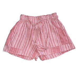 Planet Gold Womens Striped Light Weight Pull On Shorts-Red-M-GUC